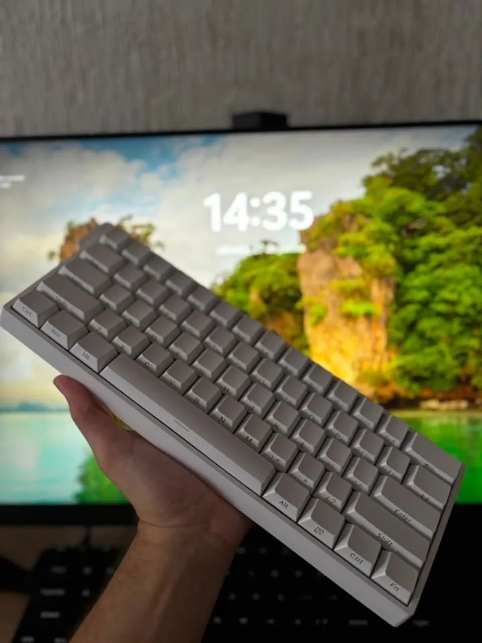 Novo! Teclado Magnético AULA WIN60 HE - Branco 8000hz - Switch Greywood Magnetic - Foto 3