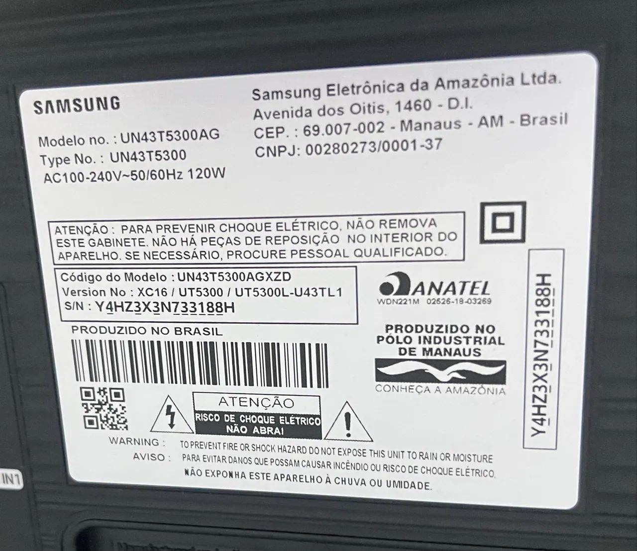 TV Samsung 43? UN43T5300 - Para Peças - Foto 2