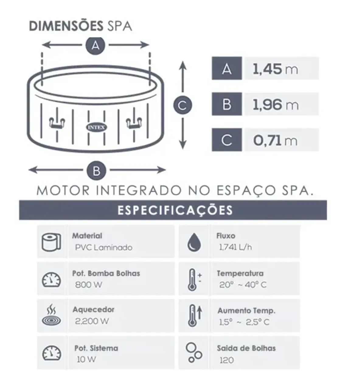 Banheira Ofurô Hidro Purespa Inflável 795 Litros - Intex - Foto 6