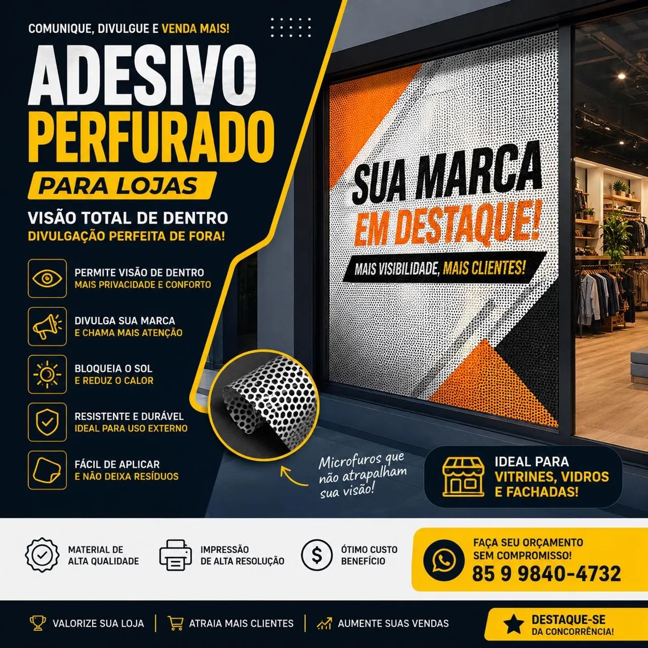 Adesivo perfurado para lojas 