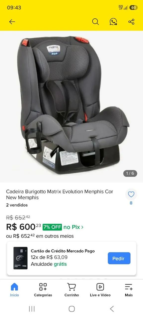 Cadeira infantil para carro Burigotto Matrix Evolution Menphis. - Foto 2