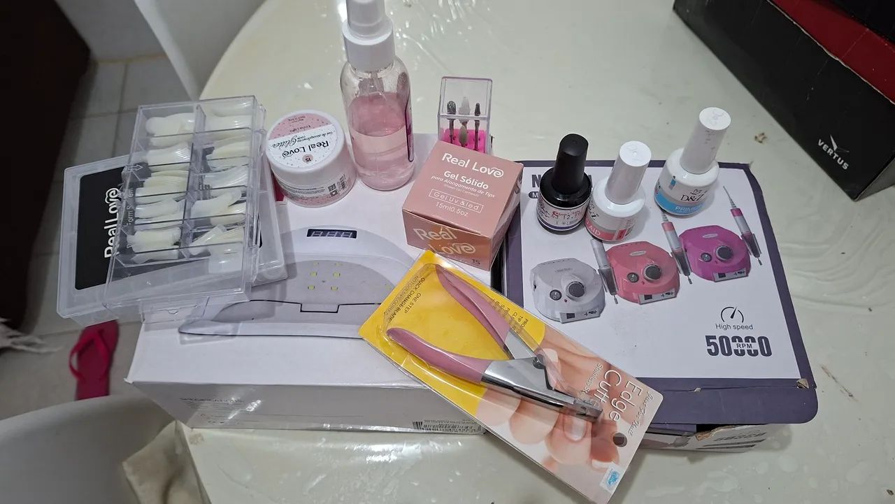 Kit Manicure Iniciante com Cabine e Lixadeira" alongamento  unhas - Foto 2