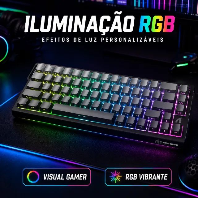 Attack Shark Keyboard X68 He Noite Iluminada Pela Lua - Foto 5