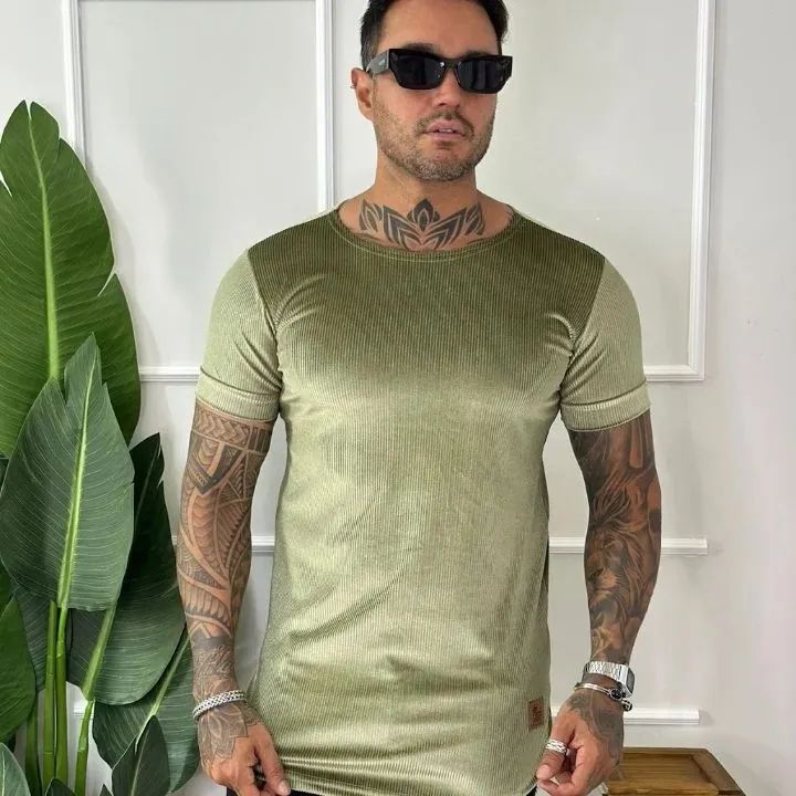 Vende-se camisetas masculinas long line novas com tecidos e cortes diferenciado,.. - Foto 5
