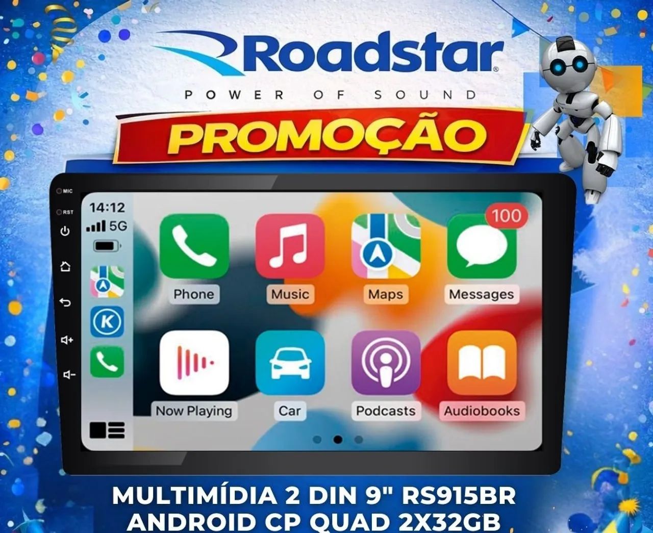 Multimidia 9" Android e Carplay 