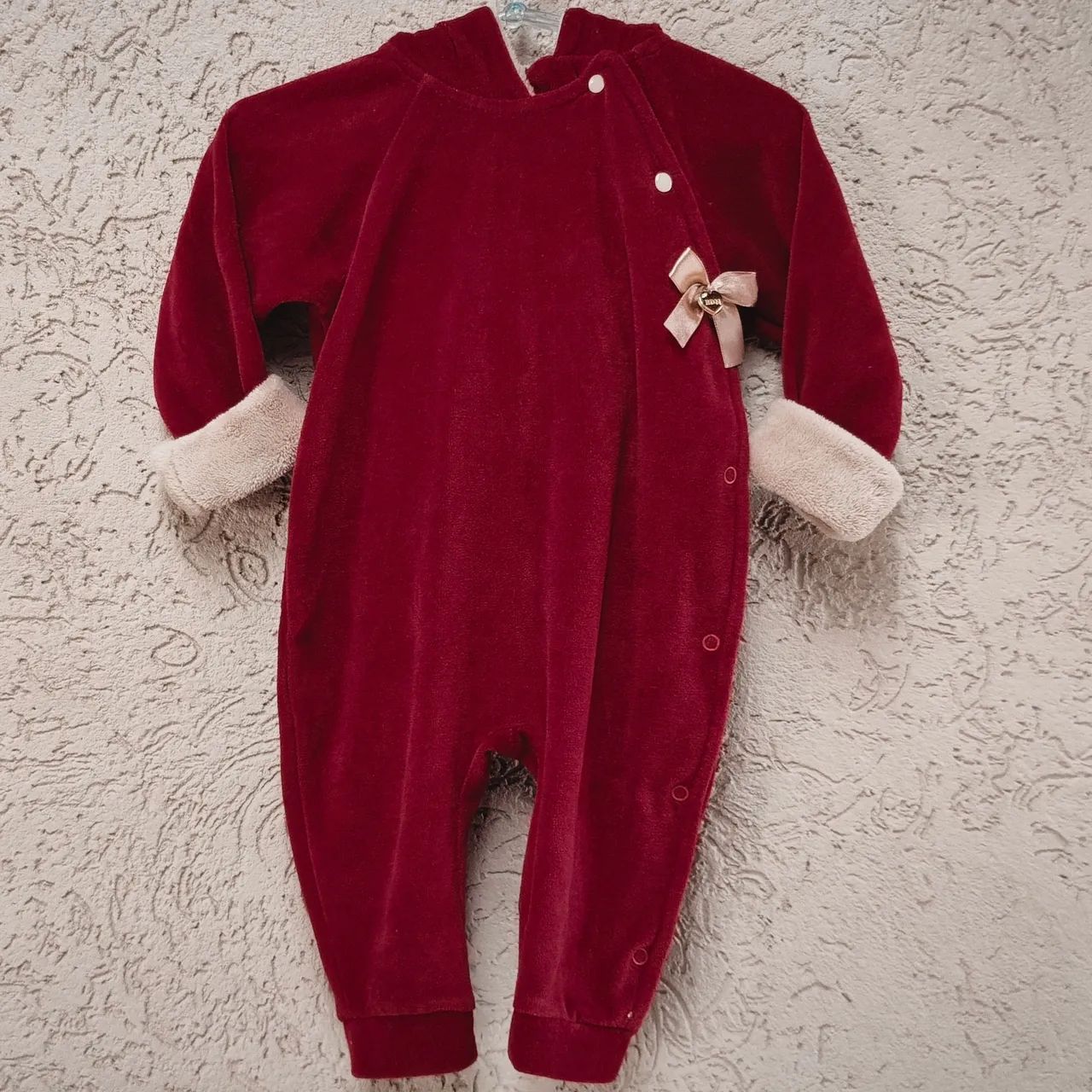 Macacão De Bebê Plush Com Capuz 6-9 Meses