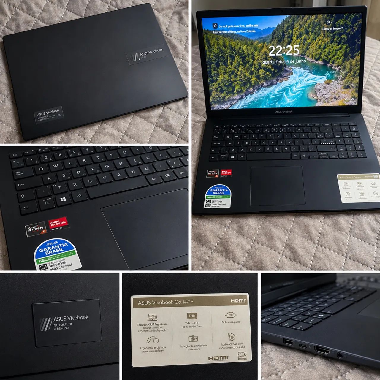 Notebook ASUS Vivobook Go 15 Ryzen 5 8GB 512GB SSD