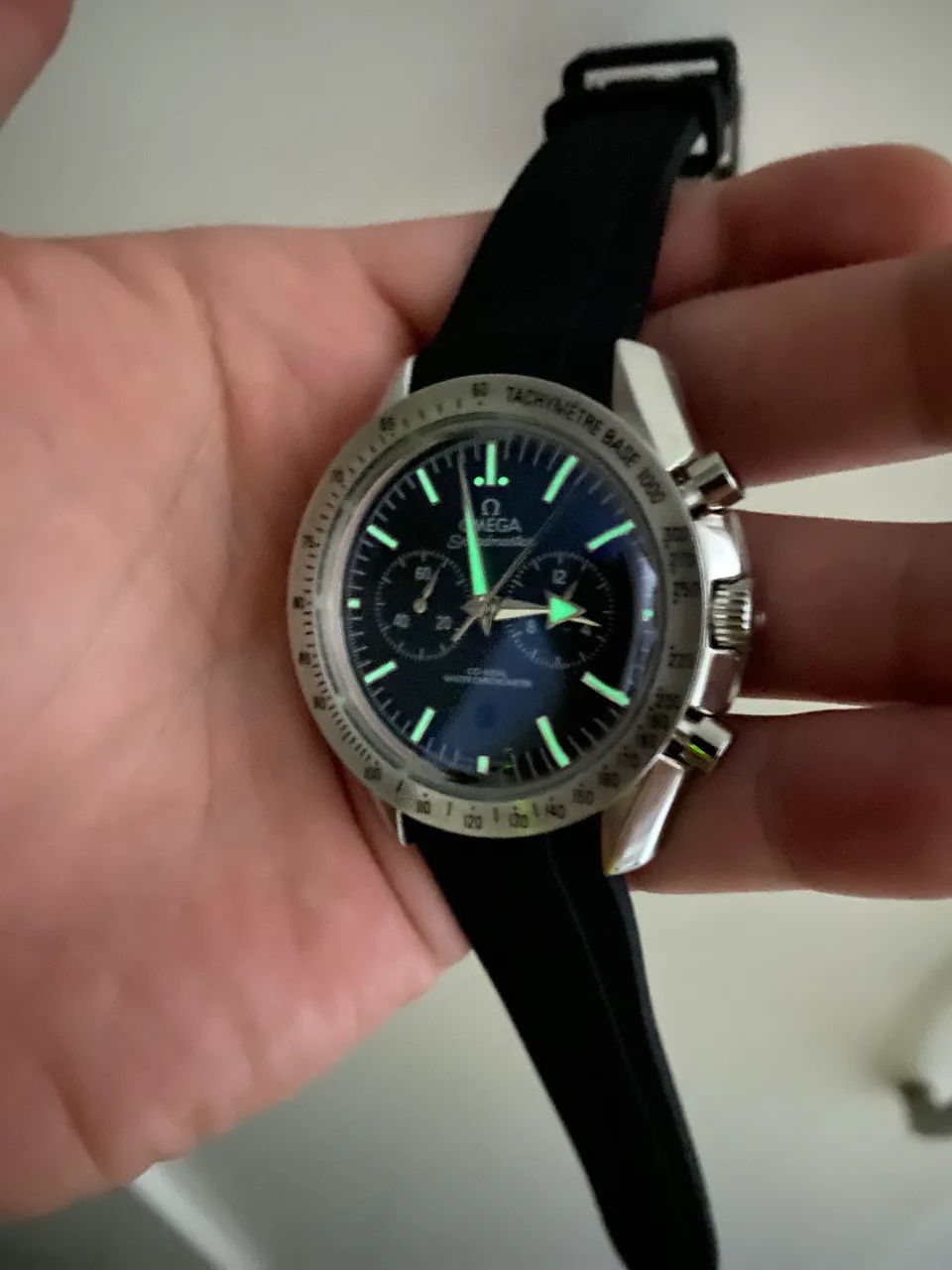 Relogio Omega Speedmaster 42mm pulseira borracha Automatico - Foto 2