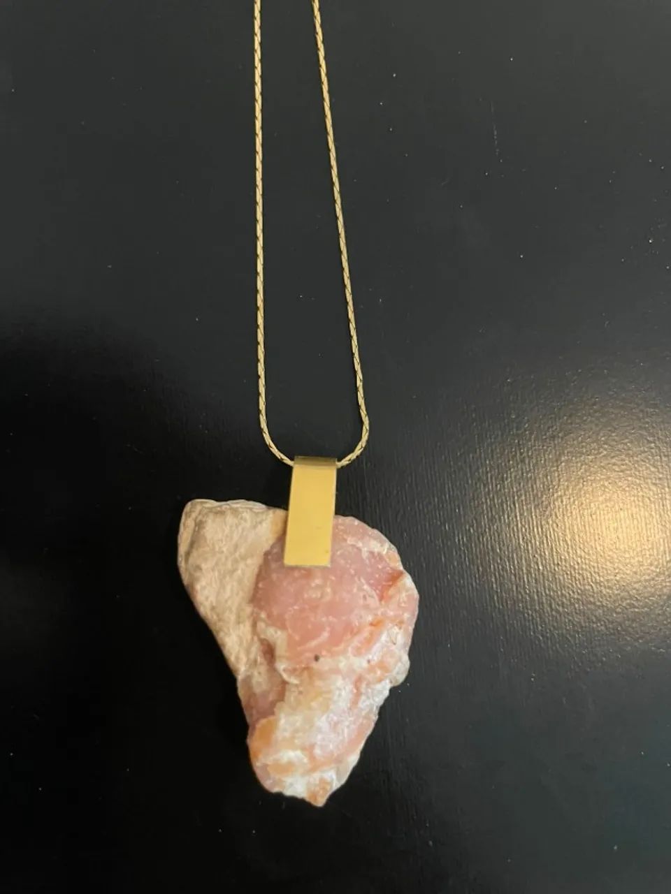 Colar Semijoia com quartzo rosa  - Foto 3