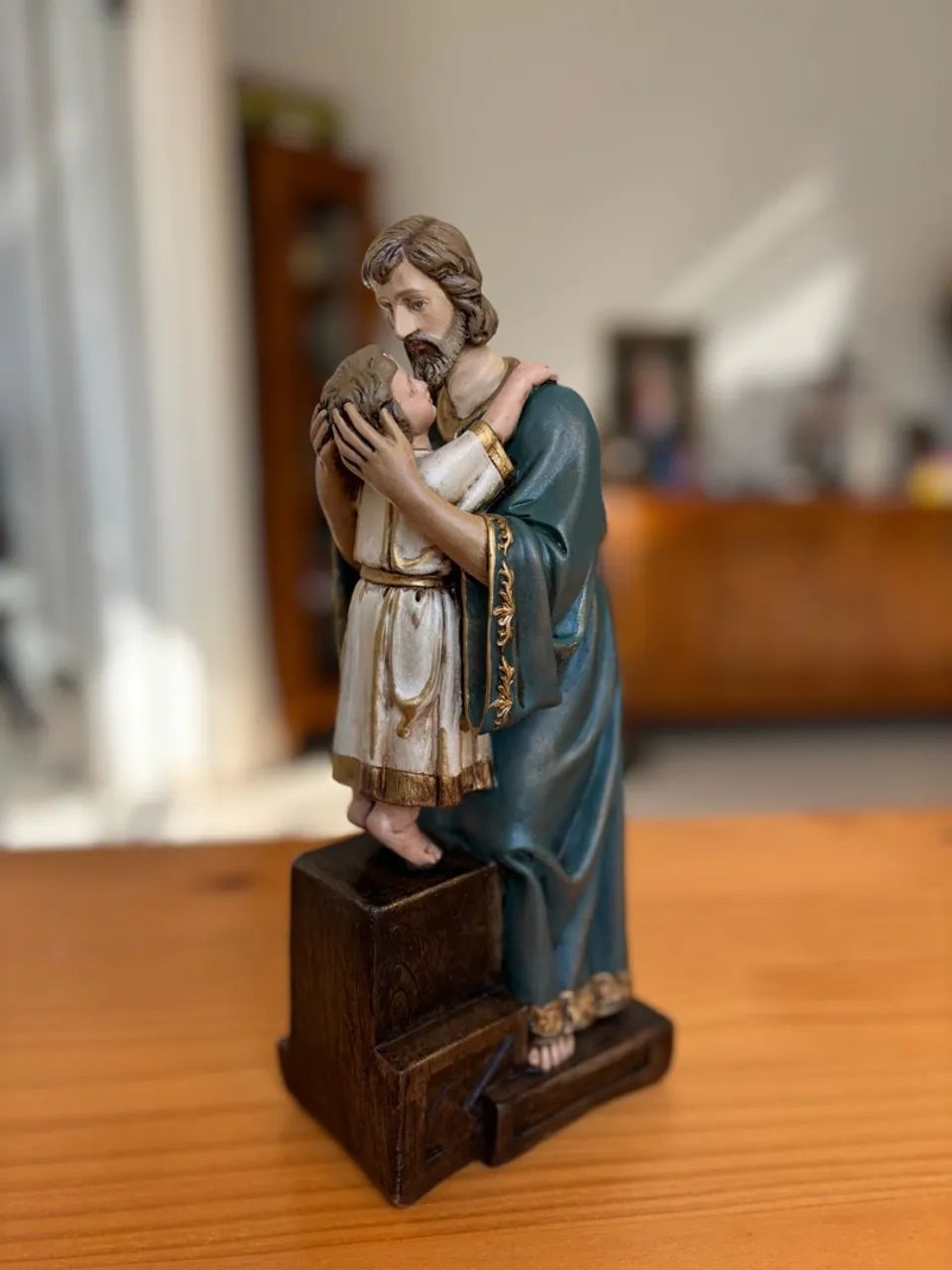 Imagem de São José com Jesus - pintada à mão  - Foto 3