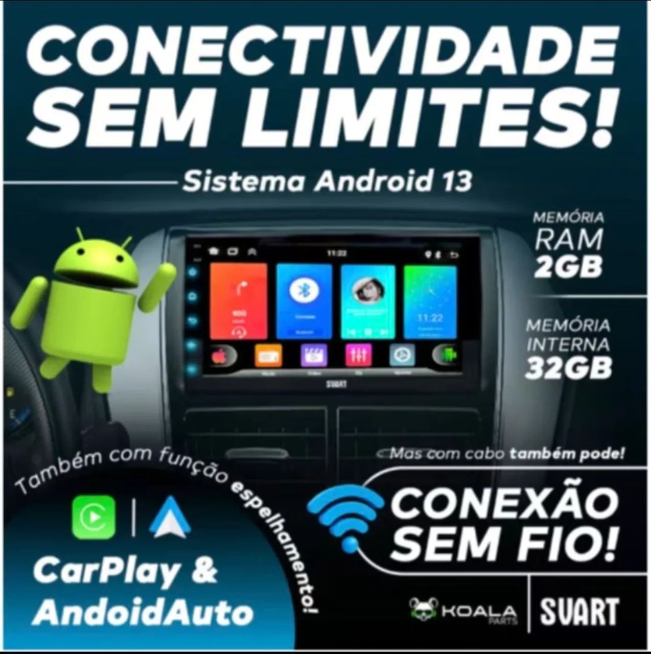 Multimidia Android com carplay/androidauto - Foto 2