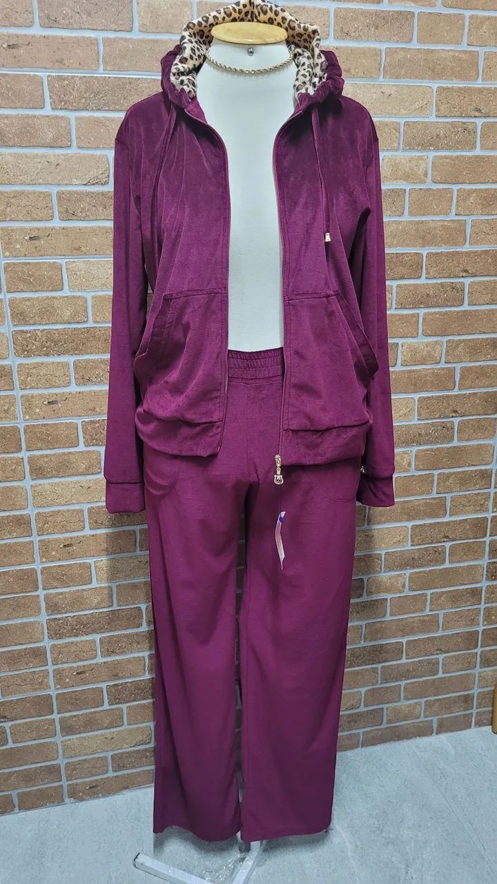 Conjunto de Moletom Veludo Bordô - Foto 2