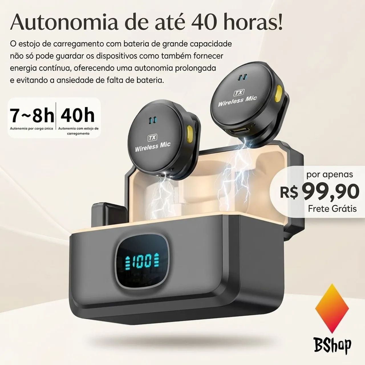 Microfone lapela sem fio 
