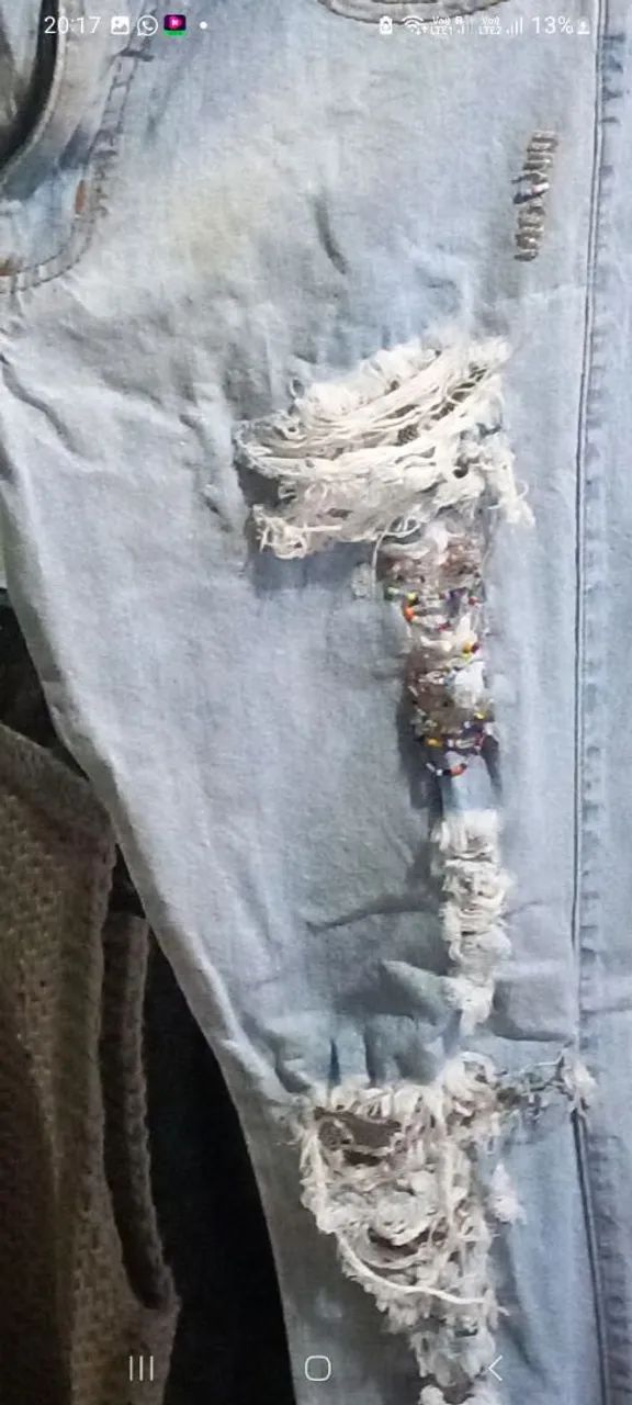 Calça jeans tam 38 customizada.usada - Foto 2