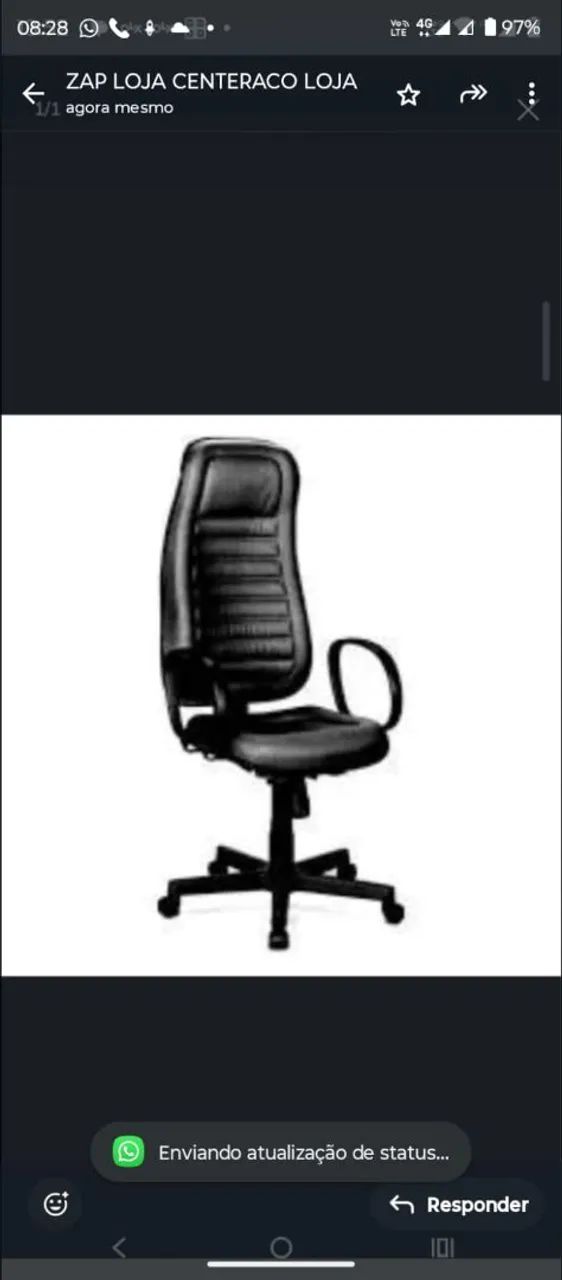 POLTRONA PRESIDENTE EXTRA ALTA COURO ECOL PRETO SO NOVA LOHA 1.299 AVISTA * - Foto 3