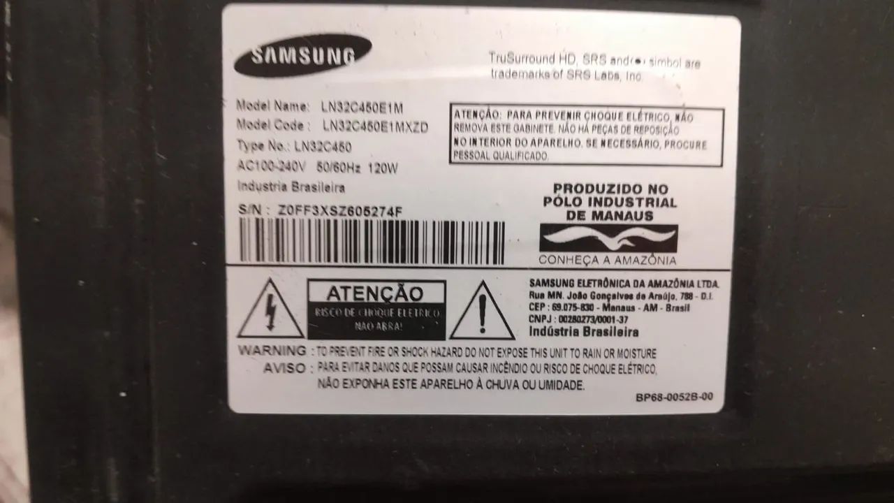 Vendo tv Samsung 32 polegadas com defeito pra. Retirada de peças 