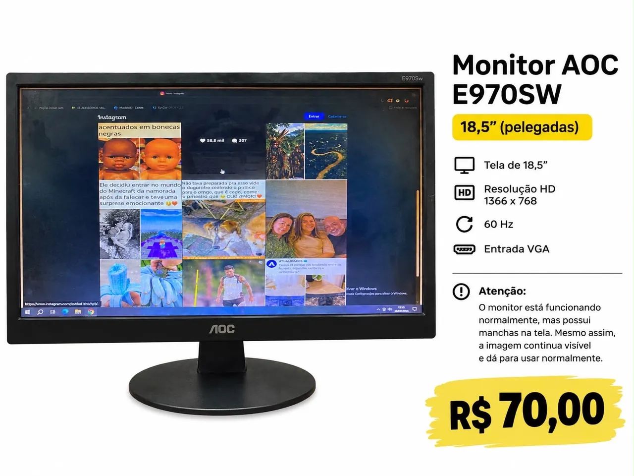 Monitor AOC 18.5 polegadas VGA