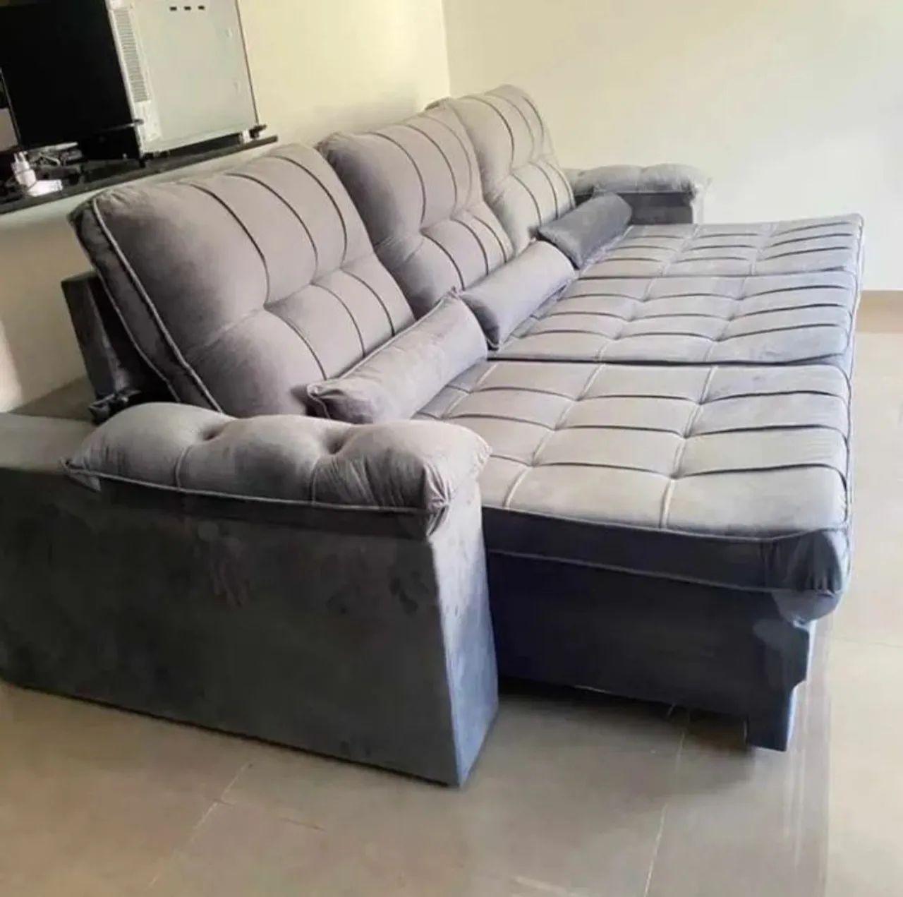 Sofá Retrátil e Reclinável 2,90m 3 módulos Pronta Entrega - Foto 5