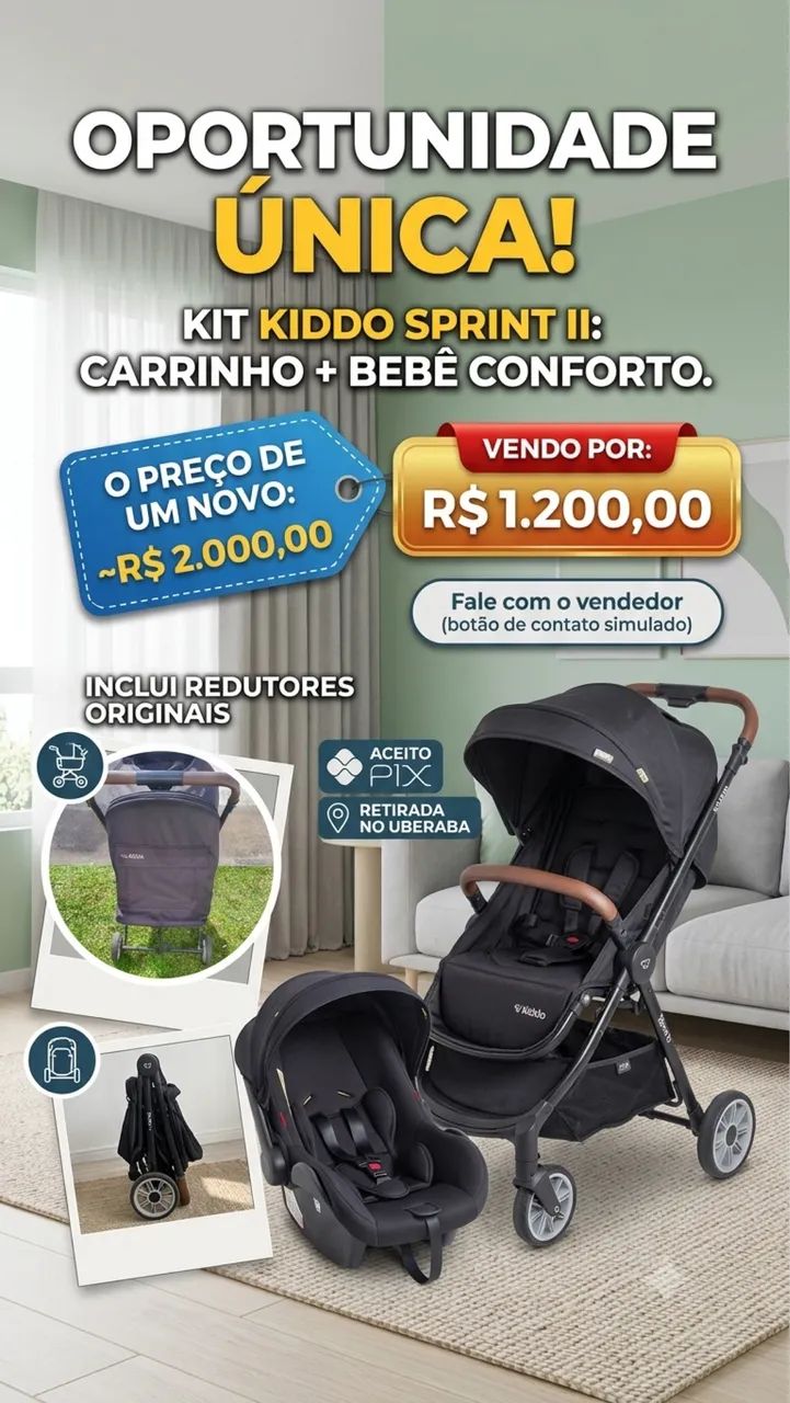 Carrinho + bebê conforto kiddo  - Foto 5
