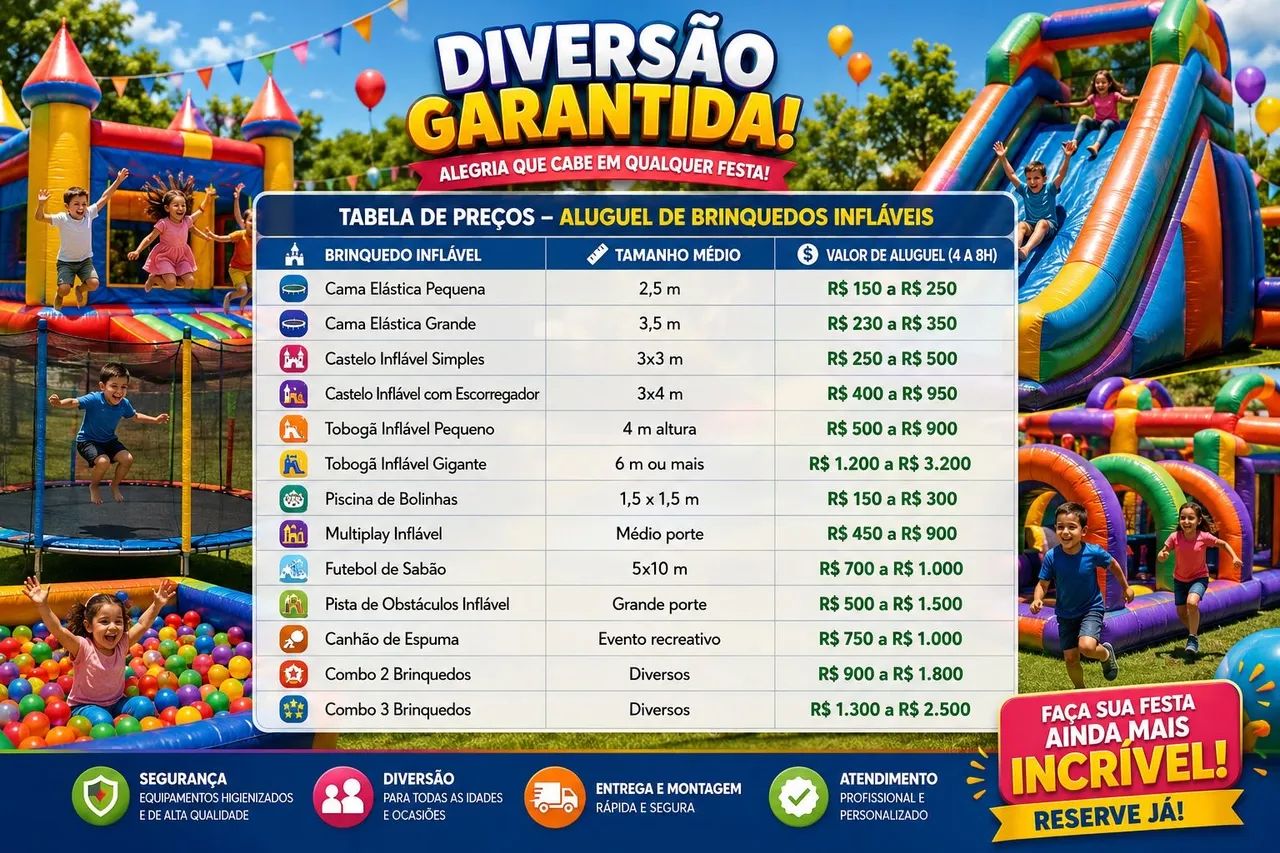 Aluguel de brinquedos infláveis 