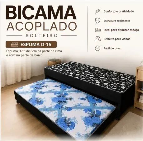Bicama Solteiro Acoplada D-16 Renver - Já com Entrega