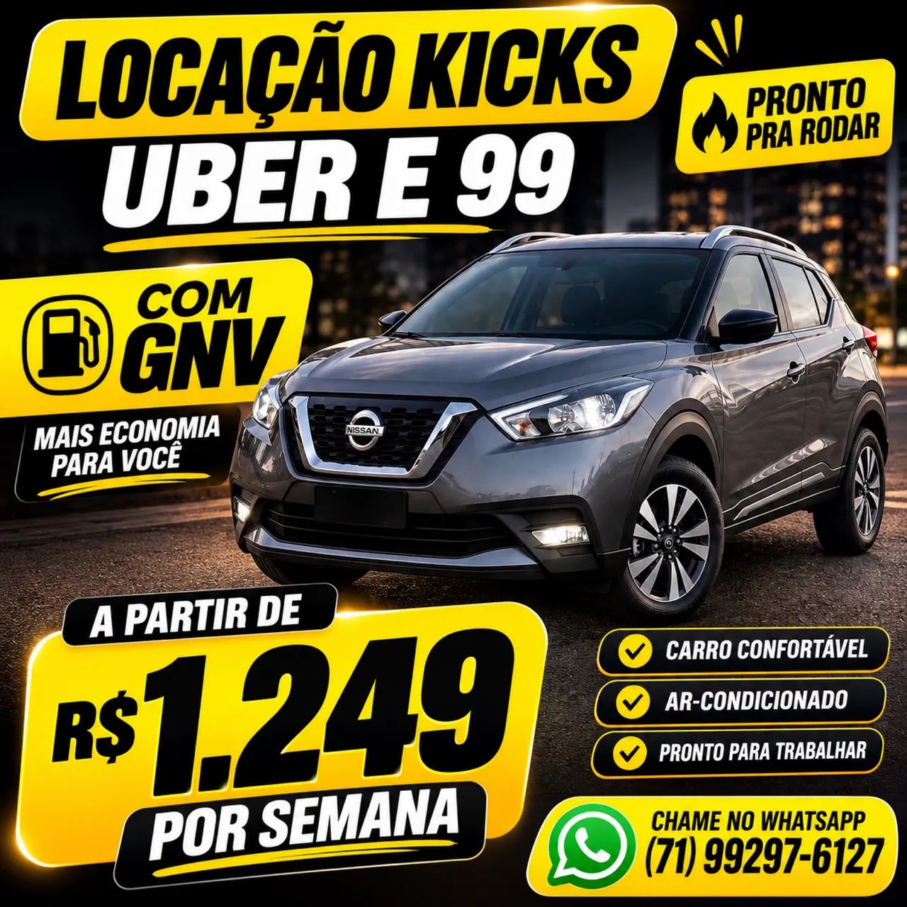LOCAÇÃO UBER E 99  KICKS GNV