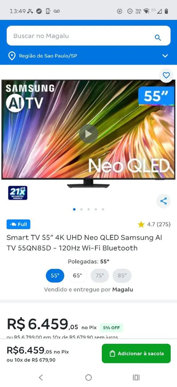 Tv 4k Qled Samsung 55 polegadas 120Hz - Foto 2