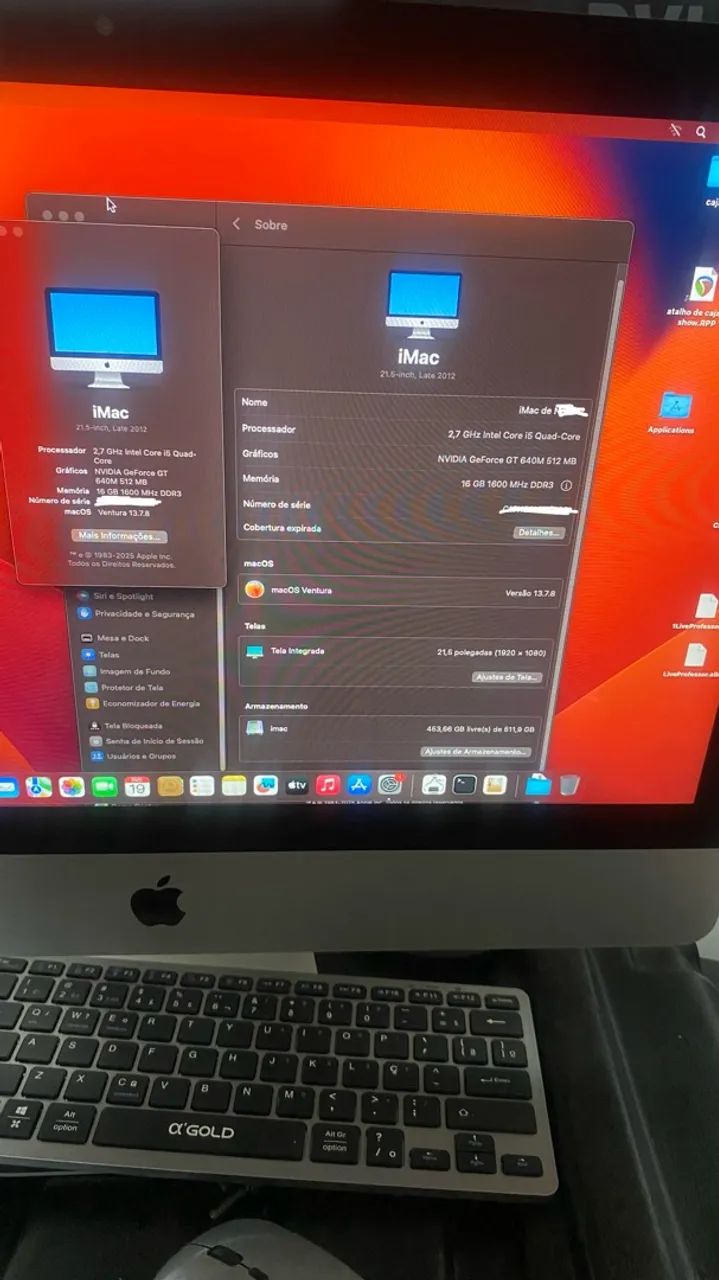 iMac 21.5 late 2012 16gb ram 512gb ssd