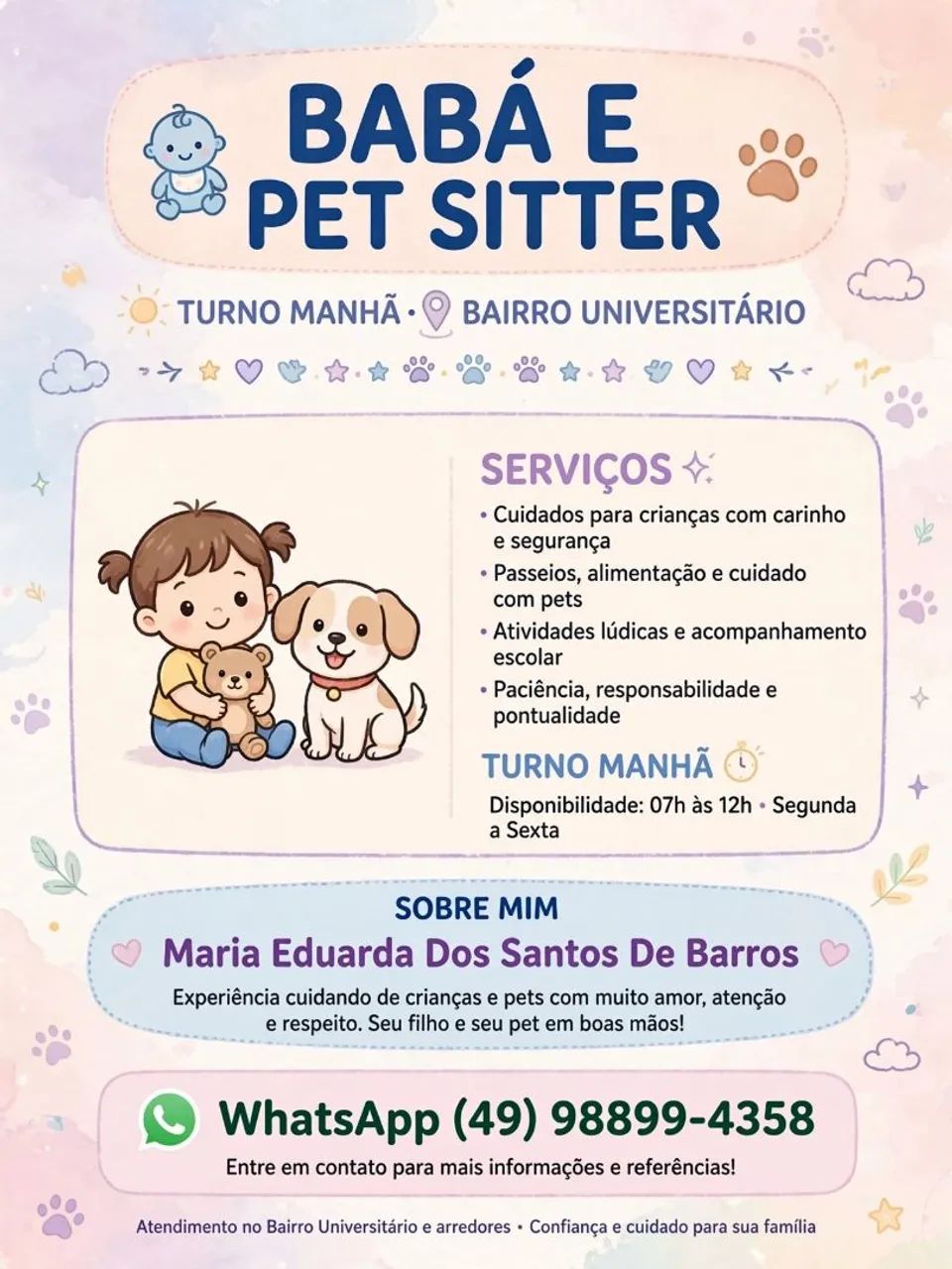 Emprego de babá e cuidadora de pets