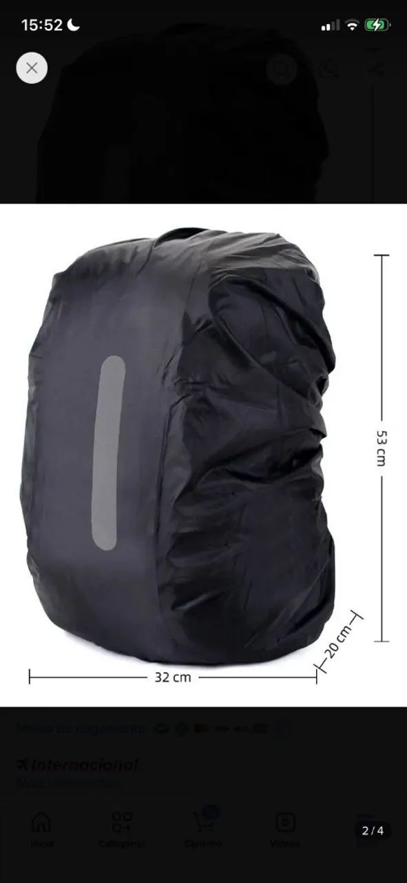Capa de chuva para mochilas com Fitas refletores Preto M - Foto 3