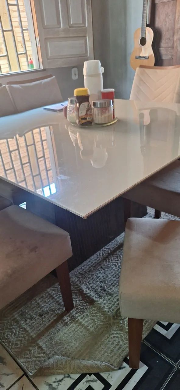 Mesa 8 lugares com tampo de vidro - Foto 3