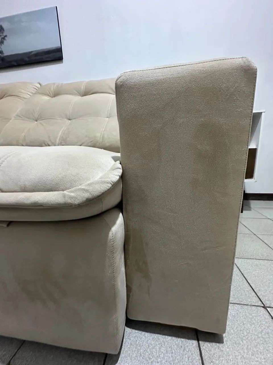 Sofá Retrátil e Reclinável Bege - 3 Lugares - Foto 3