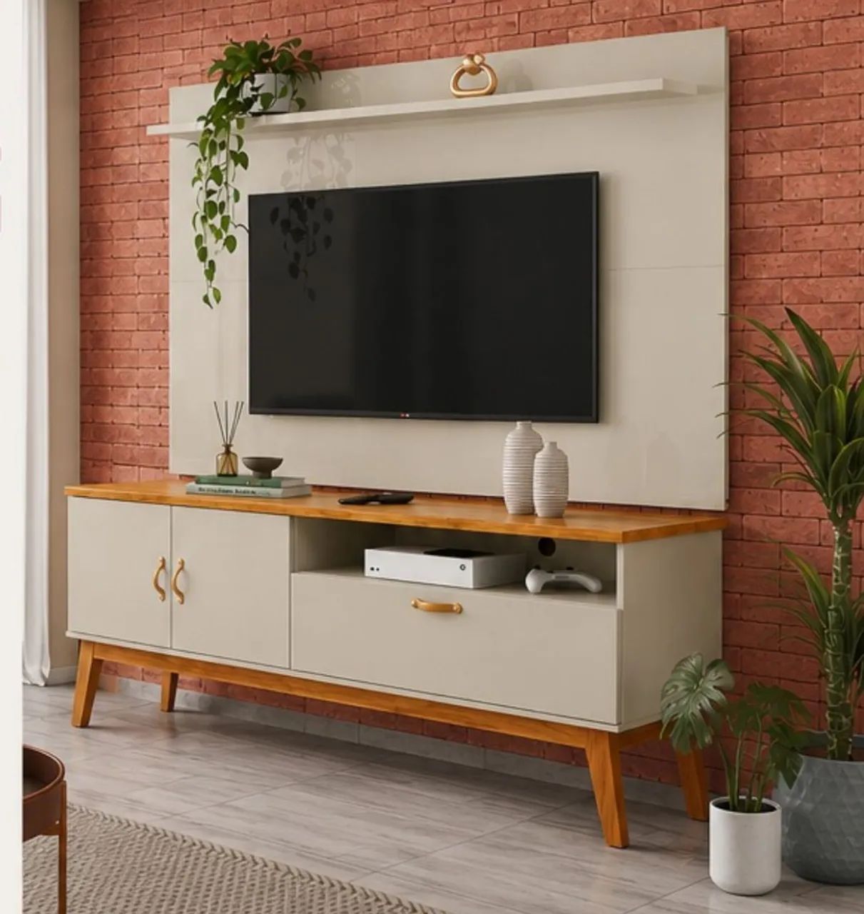 Rack retro com painel 1.60 amplo