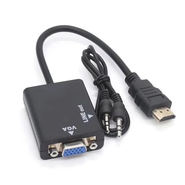 Cabo Adaptador Conversor HD MI Para Vga Com Saída P2 De Áudio - Foto 2