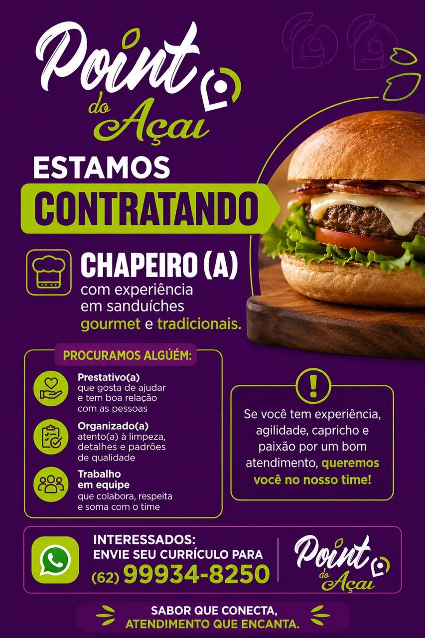 Vaga de emprego chapeiro (a) 