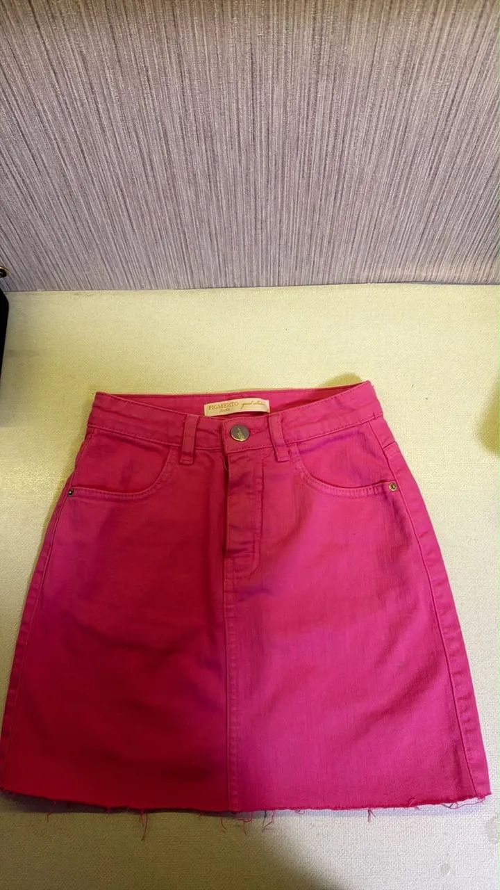 Saia Rosa Pigmento Jeans