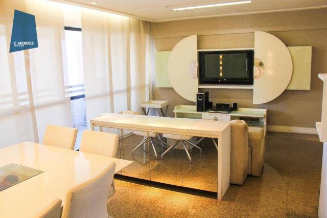 Apartamento mobiliado para locação, 130m² 3 suítes 3 vagas, Cocó, Fortaleza. - Foto 4