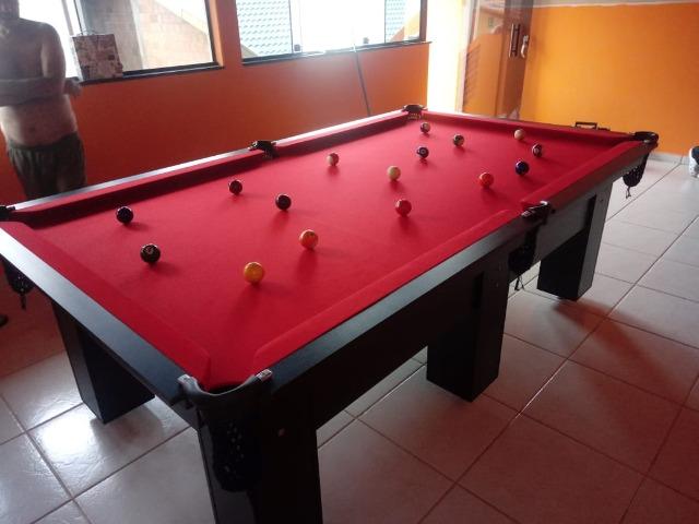 Mesa Charme de Sinuca Cor Preta Tecido Vermelho Mod. BRVJ1368 - Foto 3