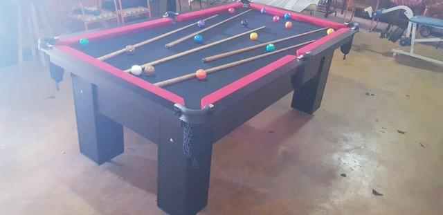 Mesa Charme MDF Cor Preta Tecido Preto e Borda Vermelha Mod. PPWZ7788 - Foto 2