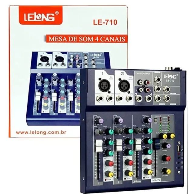 Mesa De Som 4 Canais Lelong Le-710 Bluetooth USB 