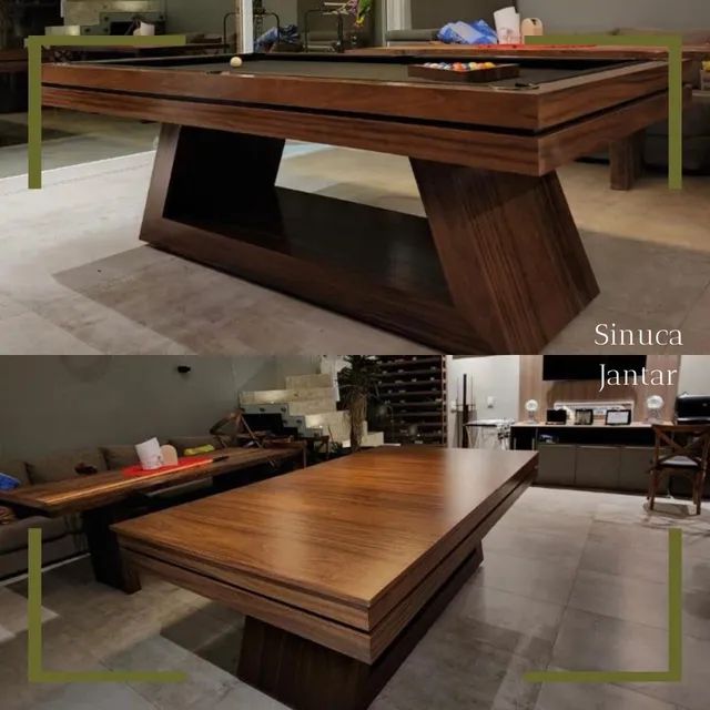 Mesa de jantar com sinuca e design de alto padrão