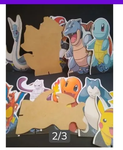 Kit display totem de chao e mesa pokemon e nome 14 pecas