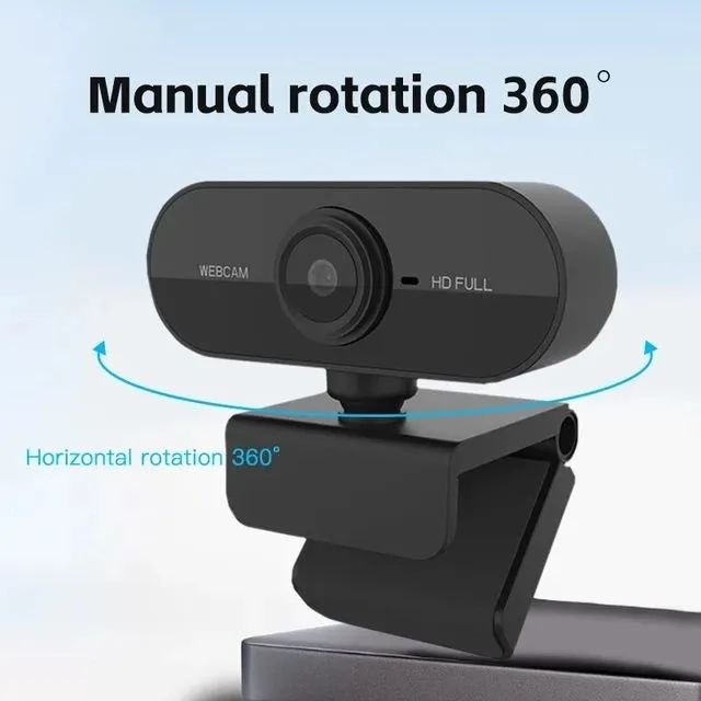 Webcam câmera HD com microfone embutido e tripé, USB 1080p