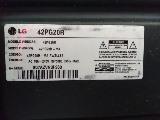 Lote de tvs plasma 42 polegadas ligando para peças ou conserto