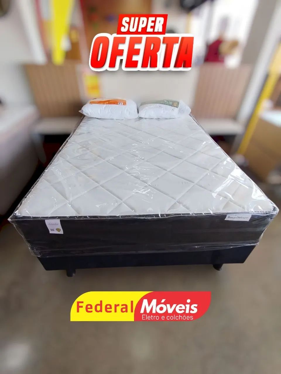 Cama Box Casal 1,38m Base e Colchão Plumatex - Mega Oferta 