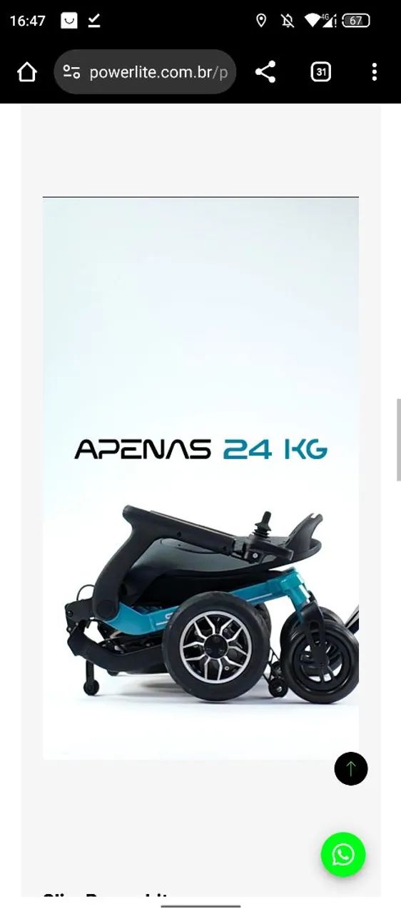 Cadeira de rodas elétrica dobrável Power lite slim - Foto 6