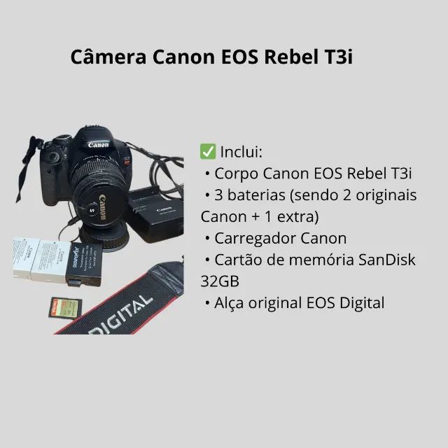 Canon EOS Rebel T3i + Lente 18-55mm | Pronta para fotografar! - BAIXOU PREÇO - Foto 4