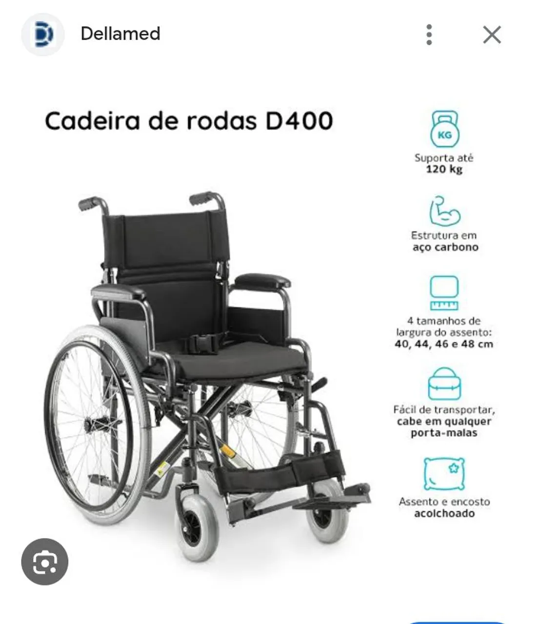 Cadeira de Rodas D400 Dellamed nova na caixa