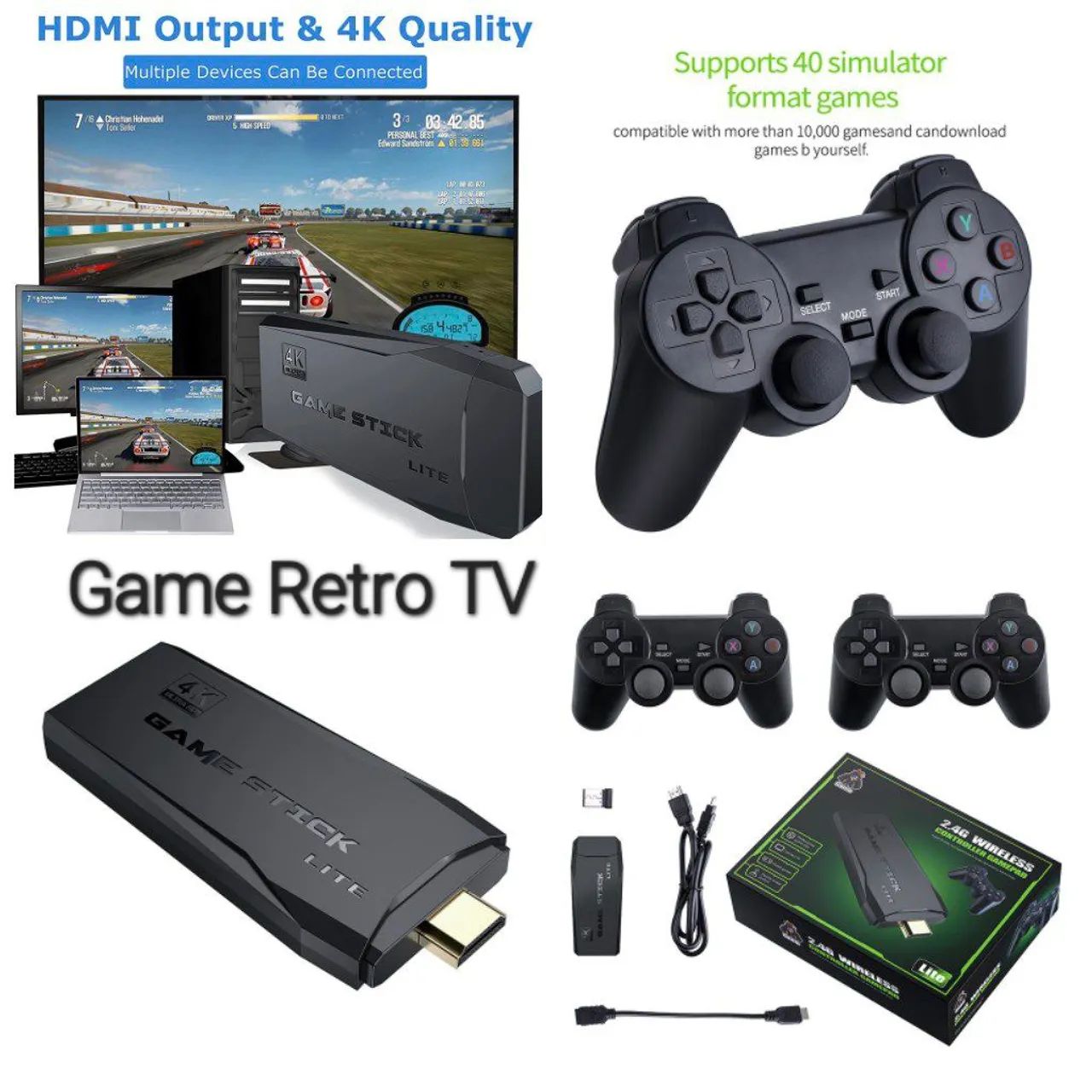 Game Stick 4K - Console Retro com 40 Emuladores