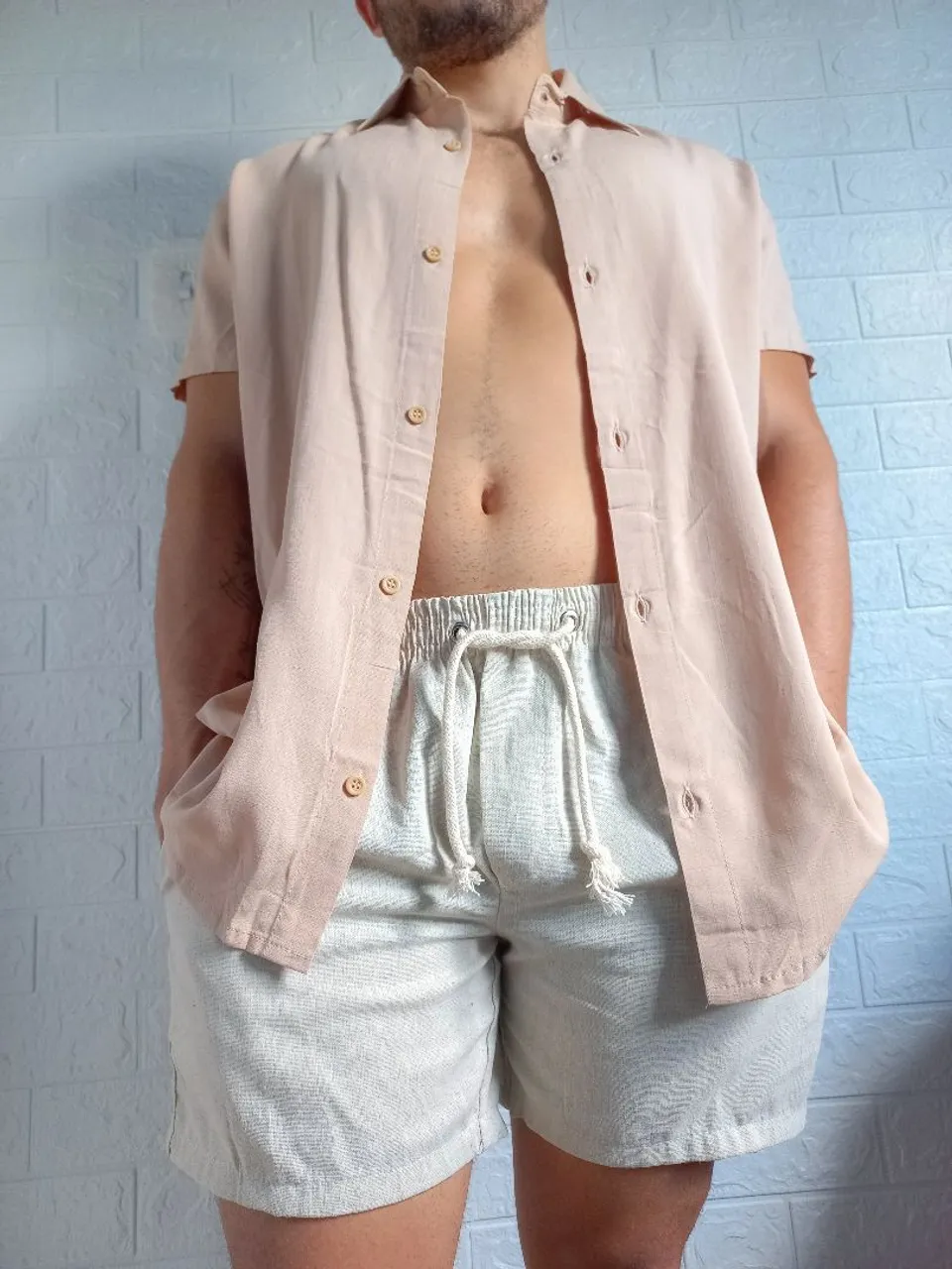 Camisa de viscose bege